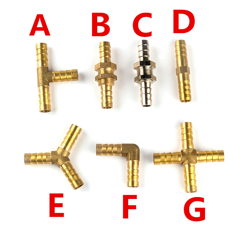 Accesorio de tubería de púas de latón, conector de 2 3 y 4 vías para manguera de 4mm, 5mm, 6mm, 8mm, 10mm, 12mm, 16mm y 19mm, accesorios de tubo de agua de Pagoda de cobre