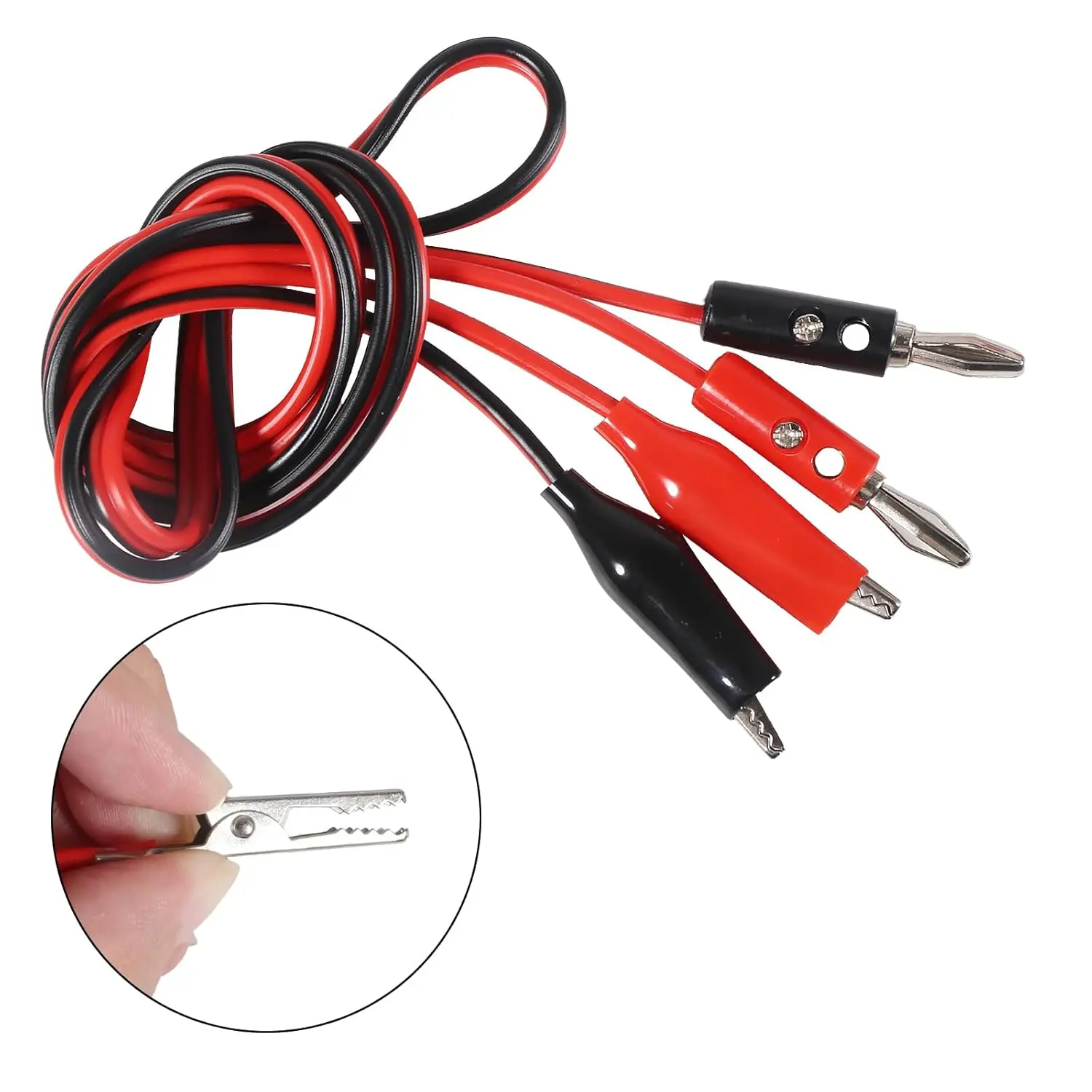 Aokin 1M cocodrilo Cilp a conector Banana Cable de prueba conector de plomo sonda de doble probador Clip de cocodrilo para multímetro herramienta de medida