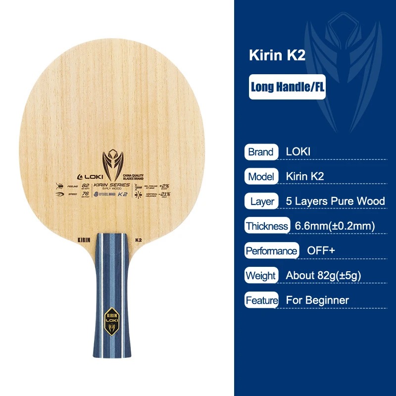 LOKI KIRIN K1/K2/K3 Tischtennisschläger FL Grip 7/5-lagiges OFF+ Ping-Pong-Paddel, reines Holz, Carbon, Anfänger