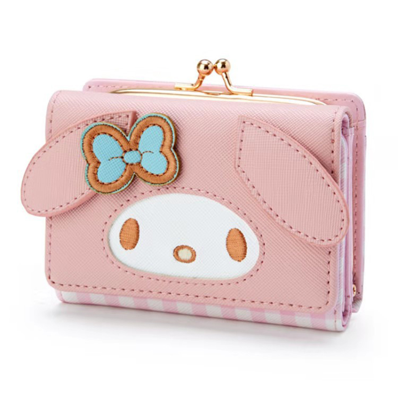 Sanrio Hello Kitty กระเป๋า Kawaii อบเชย My Melody Kuromi Casual แฟชั่น PU หนังกระเป๋าสตางค์น่ารักพับกระเป๋าของขวัญวันเกิด