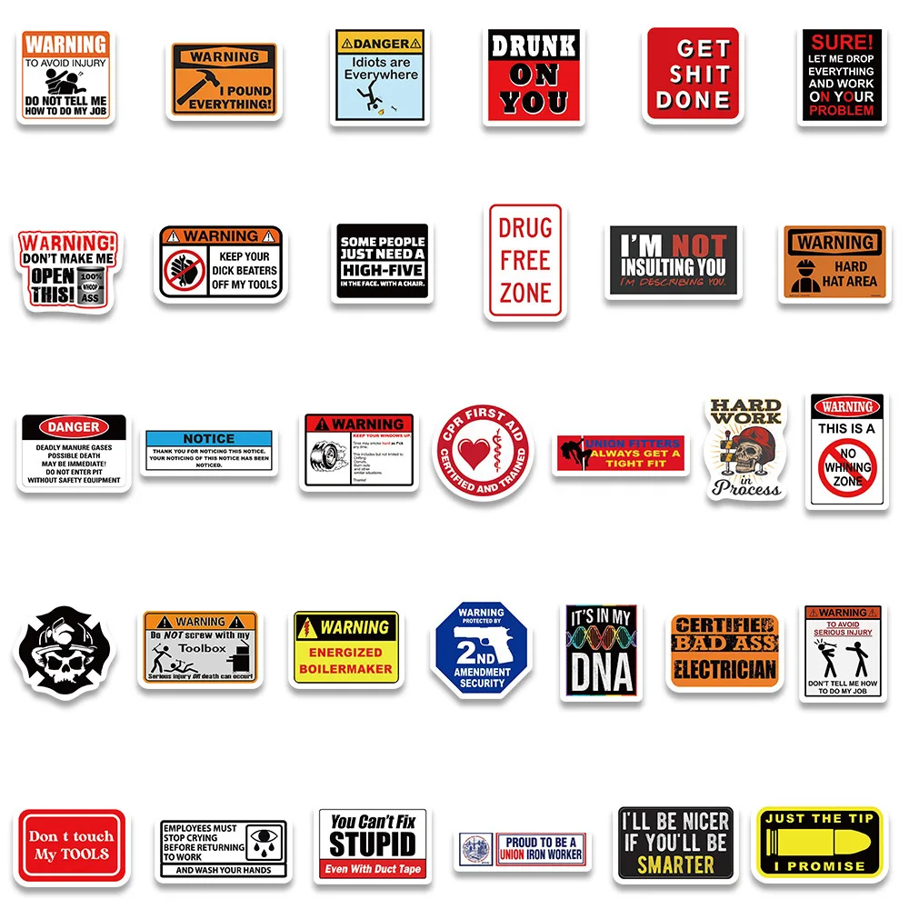 98 Uds. Divertido casco duro marca signo pegatinas geniales trabajadores de la construcción casco motocicleta coche bicicleta pegatinas calcomanías impermeables regalo