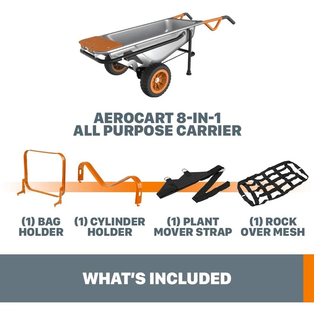 WG050 8-in-1 Aerocart Garden Cart/Wheelbarrow Heavy Duty/Dolly