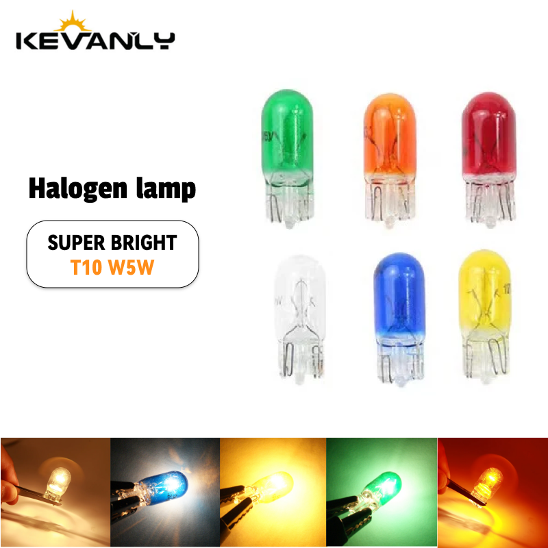 10 pçs t10 w5w 501 194 lâmpada halógena lâmpada de sinal claro vidro 12v 5w branco quente w2.1x9.5d único filamento lâmpada do carro luz automática