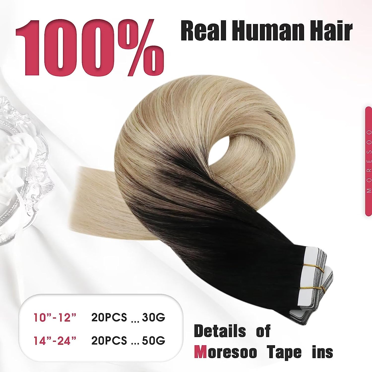 Moresoo Băng Keo Trong Con Người Làm Tóc Balayage Mái Tóc Vàng Remy Tóc Tự Nhiên Mềm Mại Sợi Ngang Thẳng Liền Mạch Tóc Băng Keo Trong tóc