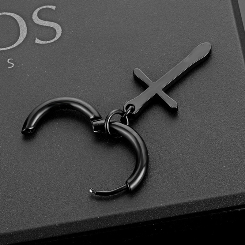 1 para Punk kolczyki sztyfty ze stali nierdzewnej czarne kolczyki zestaw dla kobiet mężczyzn Vintage Hip Hop Piercing biżuteria do uszu