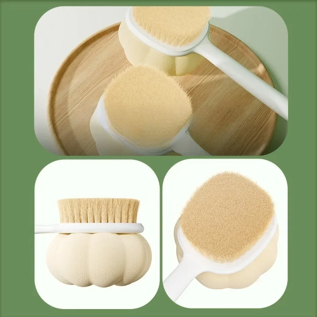 1pc Double Sided Bath Brush Scrubbing Long Handle Soft Fur Bath Brush Scrubbing Towel Dual-purpose Exfoliating Tool Back Rubbing