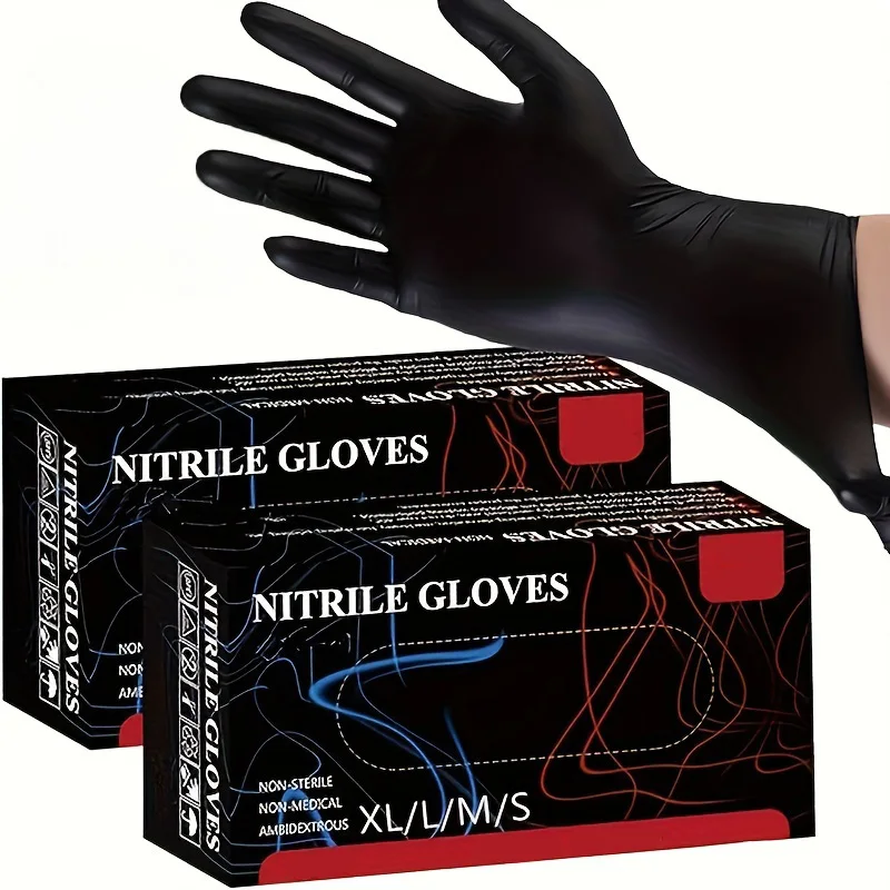 Guantes desechables de nitrilo negro para uso doméstico, guantes de limpieza sin polvo de látex, herramientas de peluquería y tatuaje, 20/50/100 Uds.