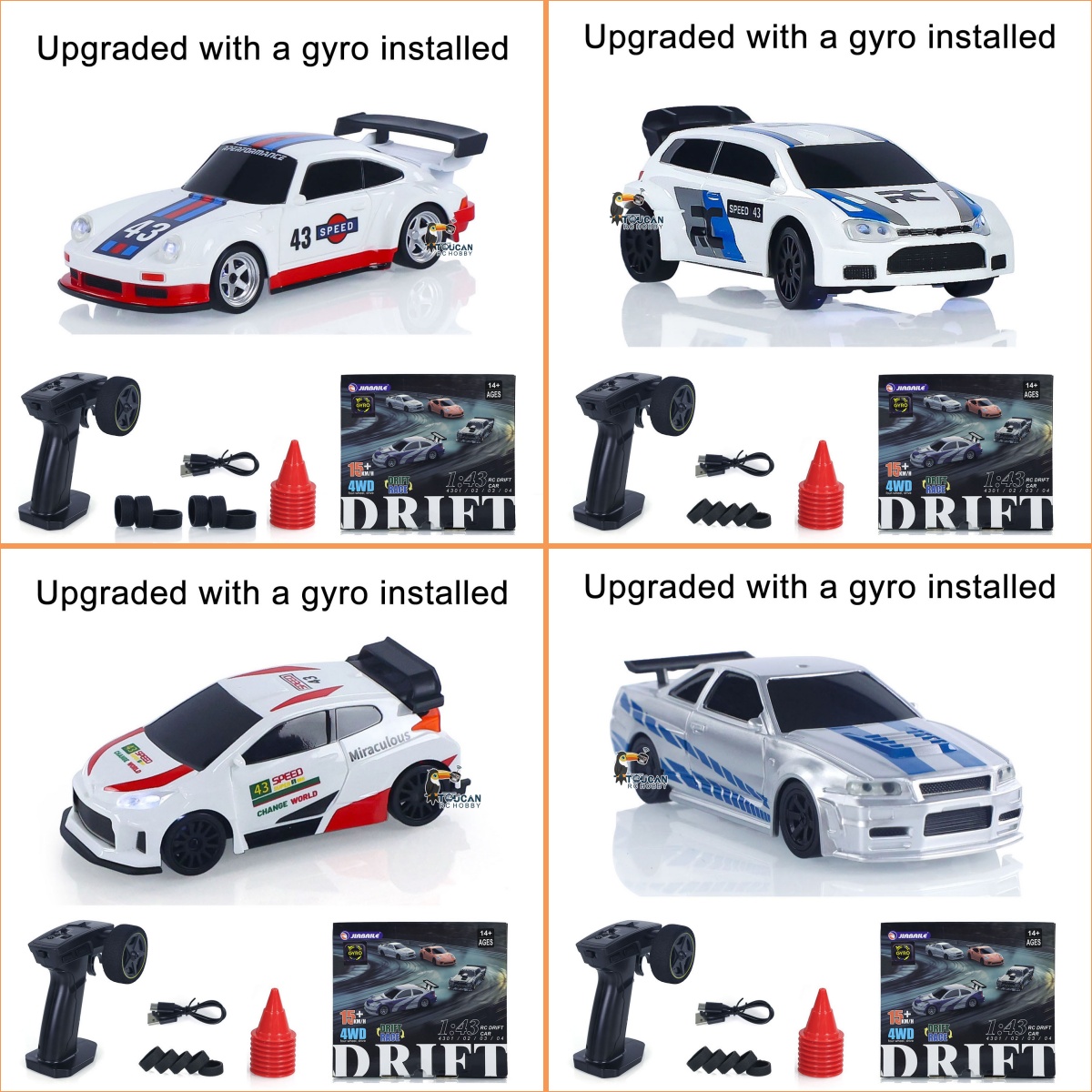 Новый RC Drift Car Модернизированный Gyro 1/43 Racing RTR 4WD Полный привод Высокоскоростное радиоуправление Модель 2,4 г Drift Race Car Мини-подарок