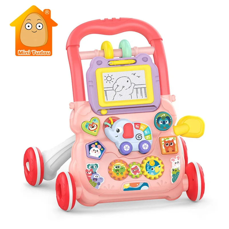 Trotteur musical pour bébé de 0 à 12 mois, jouet d'apprentissage de la marche, roue de poussée, voiture de traînée, cadeau pour garçon et fille
