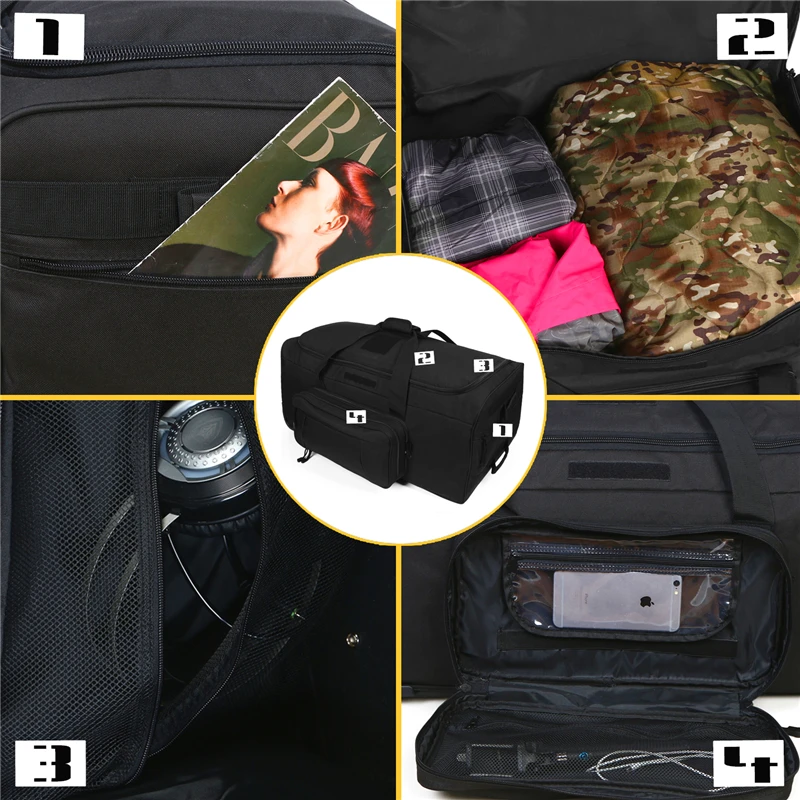 32Inch Dung Lượng Lớn Chiến Thuật Quân Đội Duffel Bag Cán Hành Lý Cho Hạng Nặng Cắm Trại Đi Bộ Đường Dài Hành Lý Du Lịch VaLi 124L