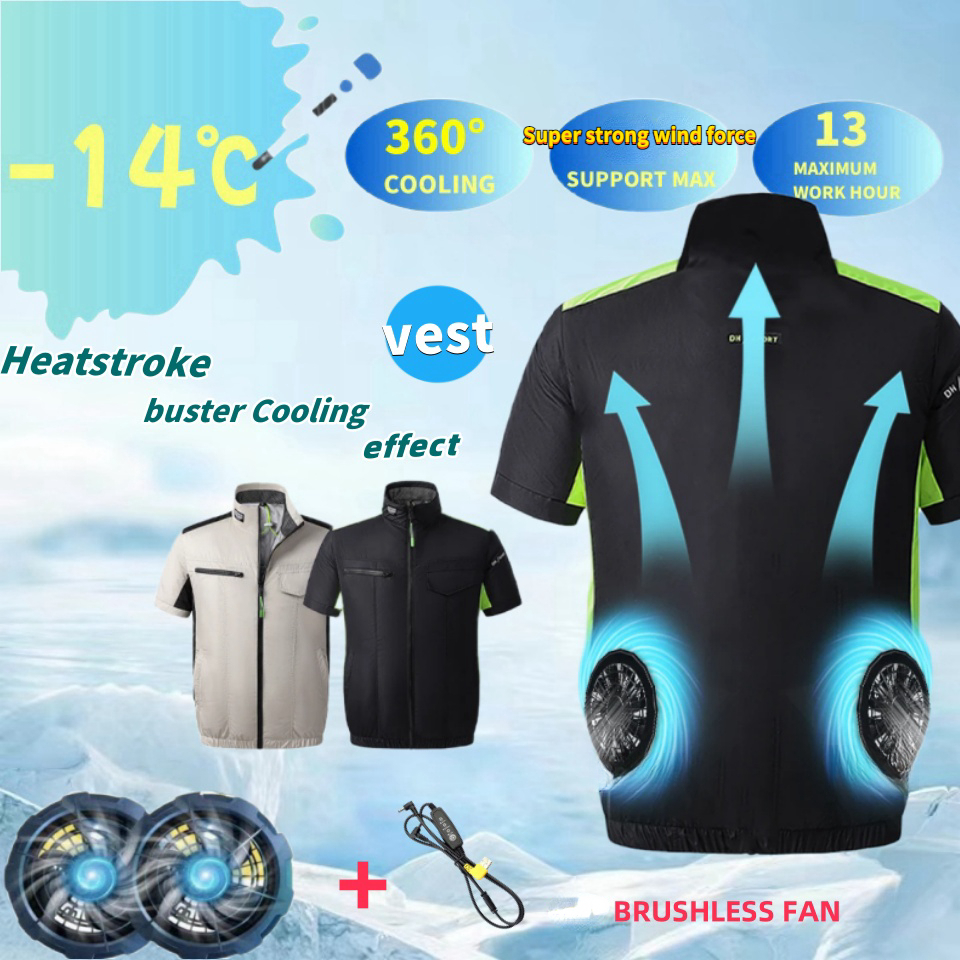 Sommer Eis weste Herren Fan Jacke USB Kühlung Klimaanlage Kleidung Outdoor Hitzeschutz Angeln Arbeit Kurzarm