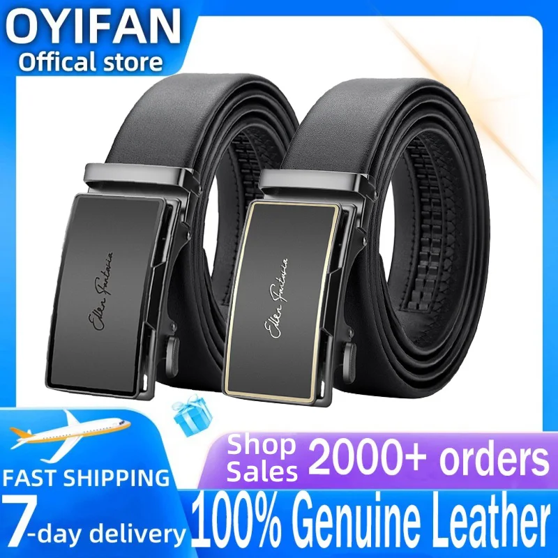 OYIFAN Herrengürtel Echtledergürtel für Herren Legierungsschnalle Ratschengürtel Herren Designergürtel Automatische Gürtel  soi