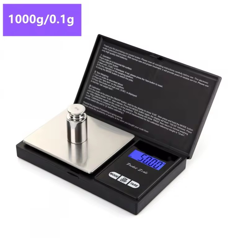 Báscula electrónica portátil para joyería, 1000g, 0,1g, 200g, 0,01g, 500g, 0,01g