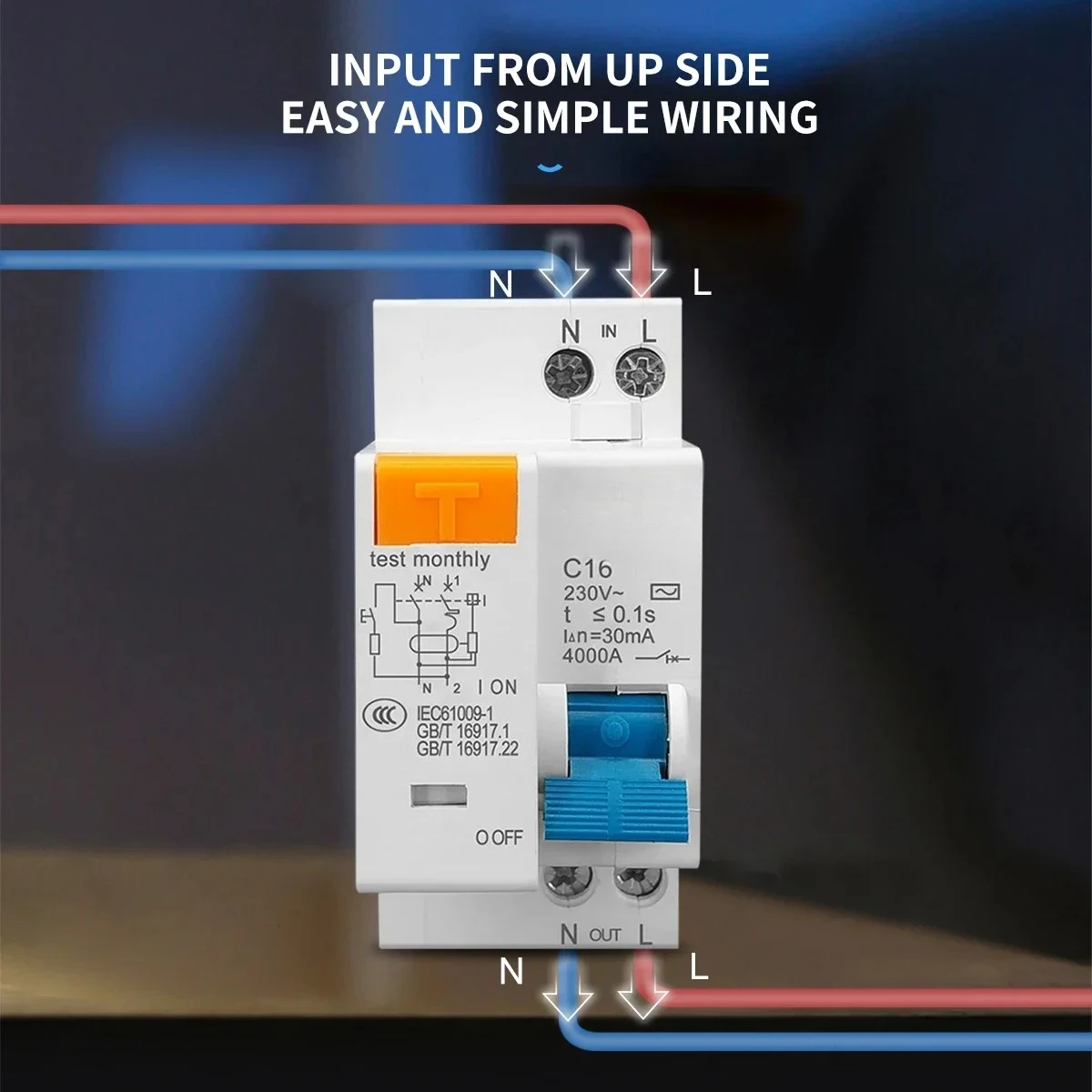 Disyuntor residual de 230V 1P+N con protección contra fugas de corriente sobretensión y corta RCBO MCB
