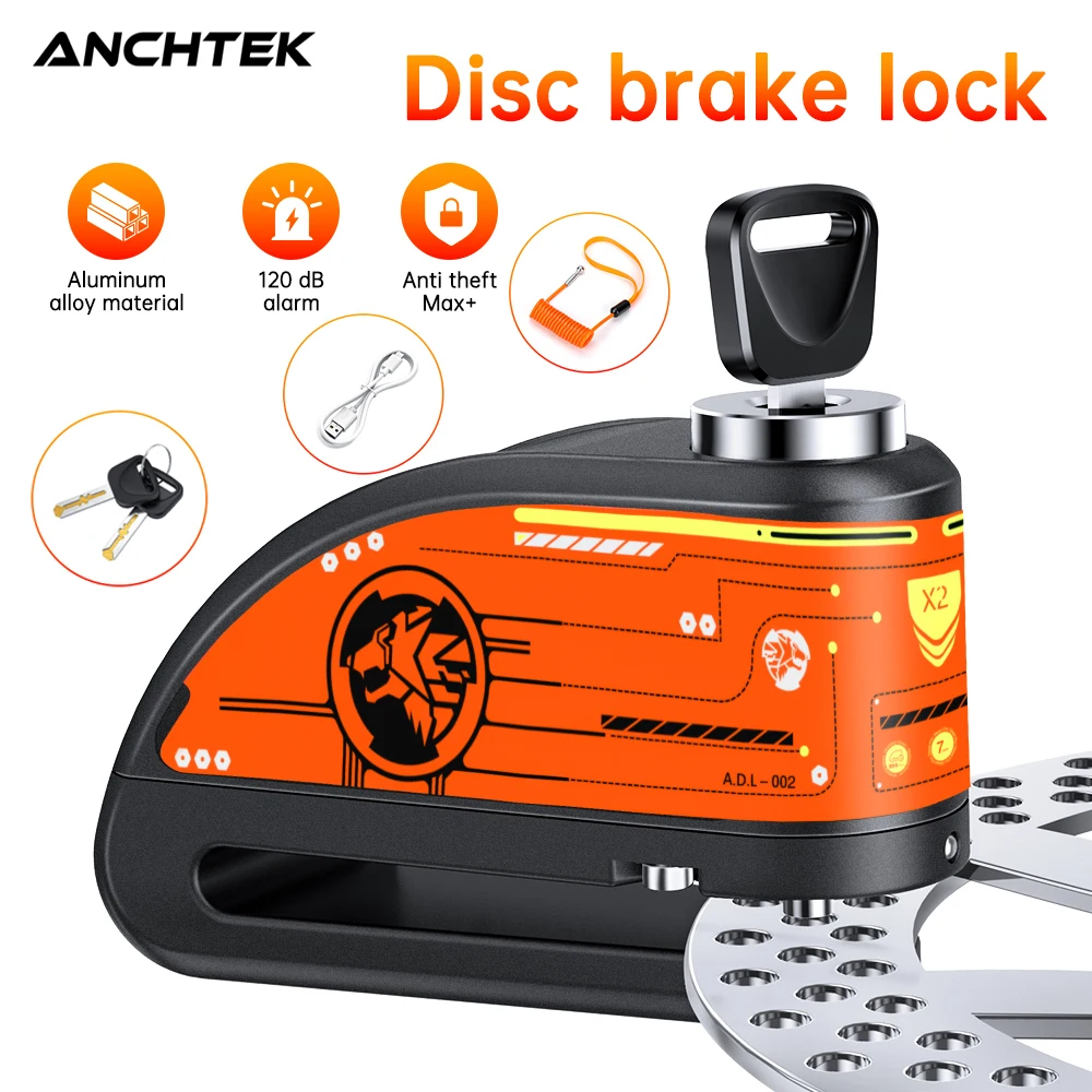 Anchtek Motorrad Einbrecher Alarm Lock Wasserdichte Fahrrad Alarm 120db Warnung Sicherheit Lock Moto Disc Bremse Vorhängeschloss Zubehör