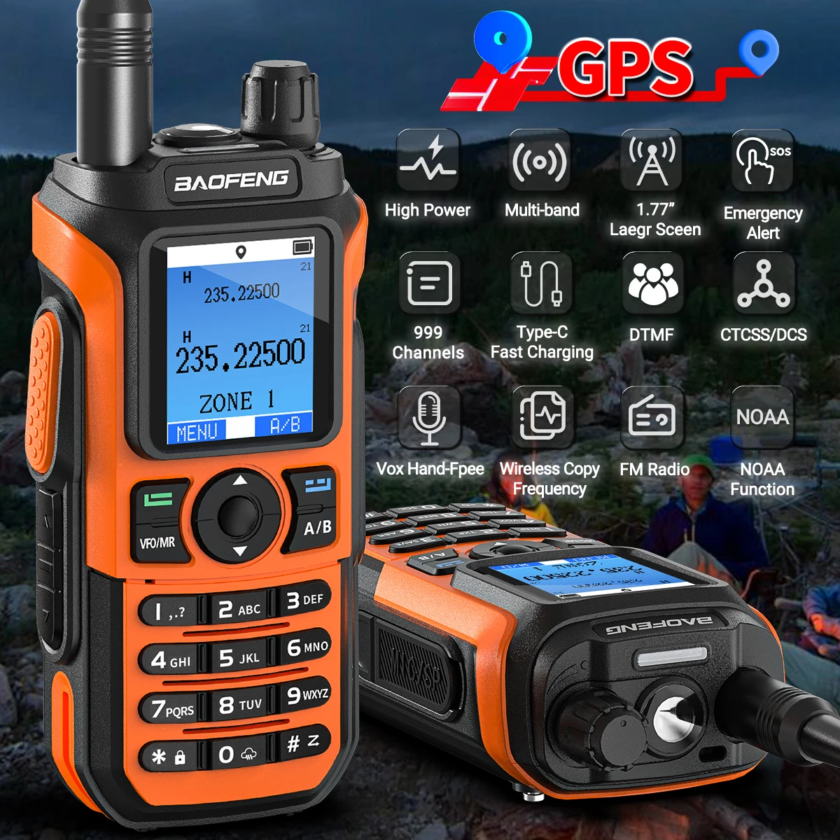 Baofeng UV-21 GPS Walkie Talkie portatile a lungo raggio Mutli-Band Wireless Copy Frequency Amateur Type-C Charger Upgrade UV-17 PRO