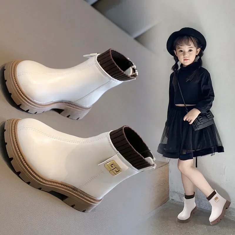 หญิงรองเท้าเด็กรองเท้า 2024 ฤดูใบไม้ร่วงฤดูหนาวสาวใหม่สั้นกํามะหยี่กลางความยาว BOOT สาว BOOT หญิงรองเท้า Botas Niña