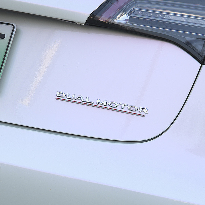 Emblema de letras subforradas de motor duplo para tesla modelo y 3 x s estilo de carro adesivo de emblema de porta-malas de alto desempenho cromado preto vermelho