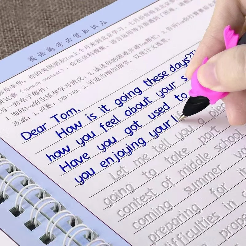 Inglês reutilizável livro mágico copybook para caligrafia aprendizagem alfabeto palavra curta frase composição livro de prática de escrita