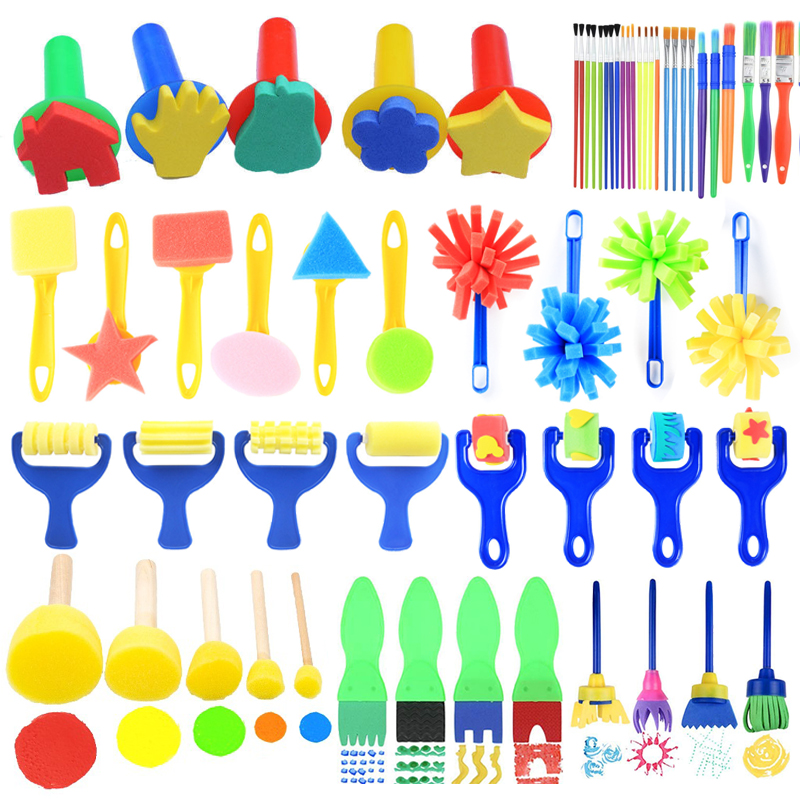 Painting Sponge Brush Set Children Drawing Toys EVA Stamp Art Rubbings Graffiti Roller Tools Early Education DIY Puzzle Toy TMZ