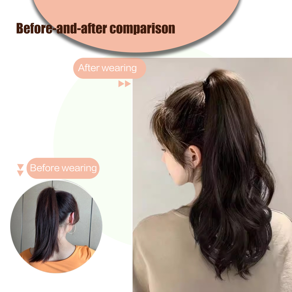 Clip-in-Haarverlängerung, 45,7 cm lang, lockig, gewellt, Pferdeschwanz-Verlängerung, natürliches, weiches Mini-Kieferklaue-Synthetik-Haarteil für Frauen