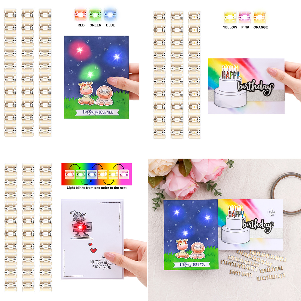 Bundel Stiker Sirkuit LED Set Kit Kerajinan Lampu Berkedip Pelangi Pita Kain Konduktif 10M untuk Membuat Kartu Elemen Menyala