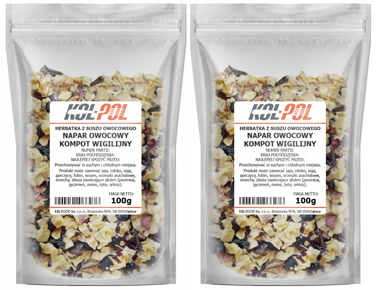 HERBATA OWOCOWA NAPAR Kompot Wigilijny 200g Naturalna suszona Kol-Pol