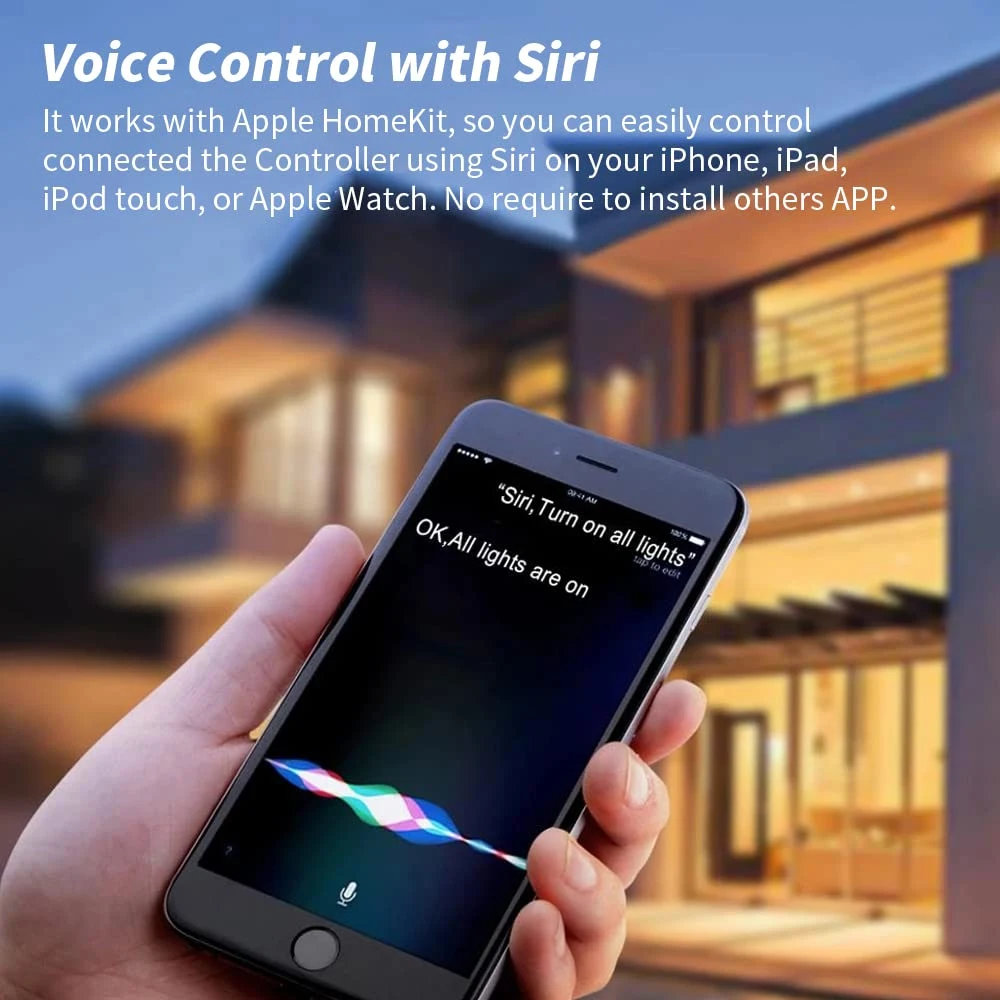 Homekit wifi inteligente controlador led regulável siri controle de voz para dc 5v 12v 24v única cor cct rgb rgb + cct rgbcw luz de tira