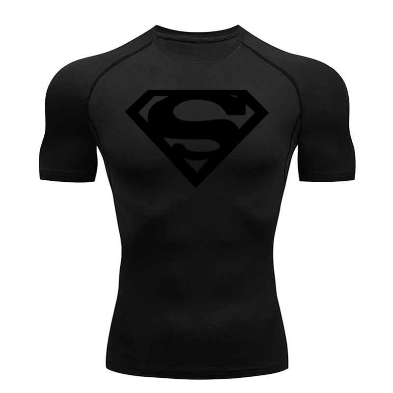 Camiseta para correr, camiseta de compresión para hombre, Top deportivo negro para gimnasio, ropa deportiva transpirable de secado rápido, camisetas cortas para entrenamiento y culturismo