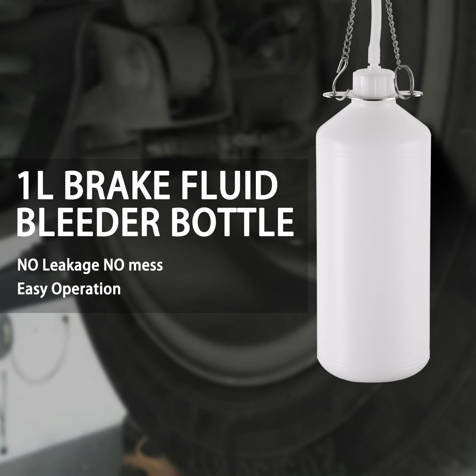 1L Brake Bleeder Bottle Oil Change Purge Tank Tubes Repair Tool With 2 Hoses and 2 Connectors