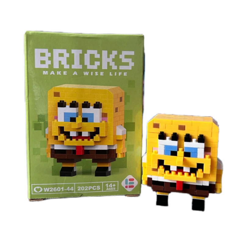 SpongeBob SquarePants Cartoon Micro particles Mini Building Block City Patrick Star Squidward Charm Kids Toys Birthday Gifts