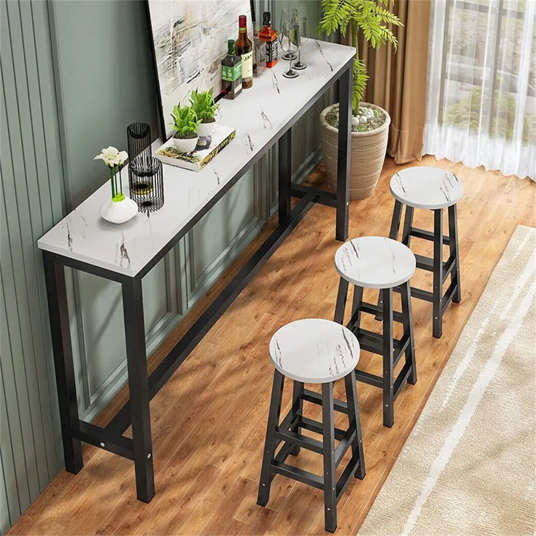 Slate Marble Kitchen Table Bar Table Pub Dining Counter High Table Breakfast Table, 4-6 Person, 120CM Long, Excluding Chairs  ﻿