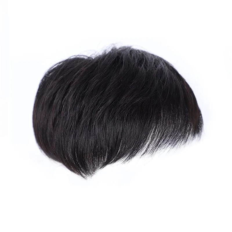 Männer 100% menschliches Haar Haarteil schwarz falsche Abdeckung atmungsaktive Haarnetz Basis effektiv abdecken dünner werdendes Haar männliche Clips-on Perücke