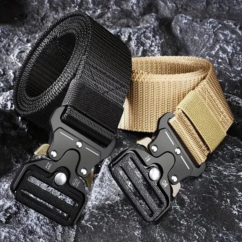 Cinturón táctico para hombre, hebilla de liberación rápida, correas de nailon resistentes para equipo de supervivencia de caza al aire libre