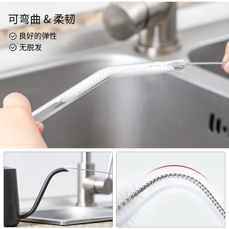 2-10Pcs Drinking Straw Cleaning Brush Kit tube brush Nylon Stainless Steel Long Handle Cleaning Brushes  for Baby Cup Bottles