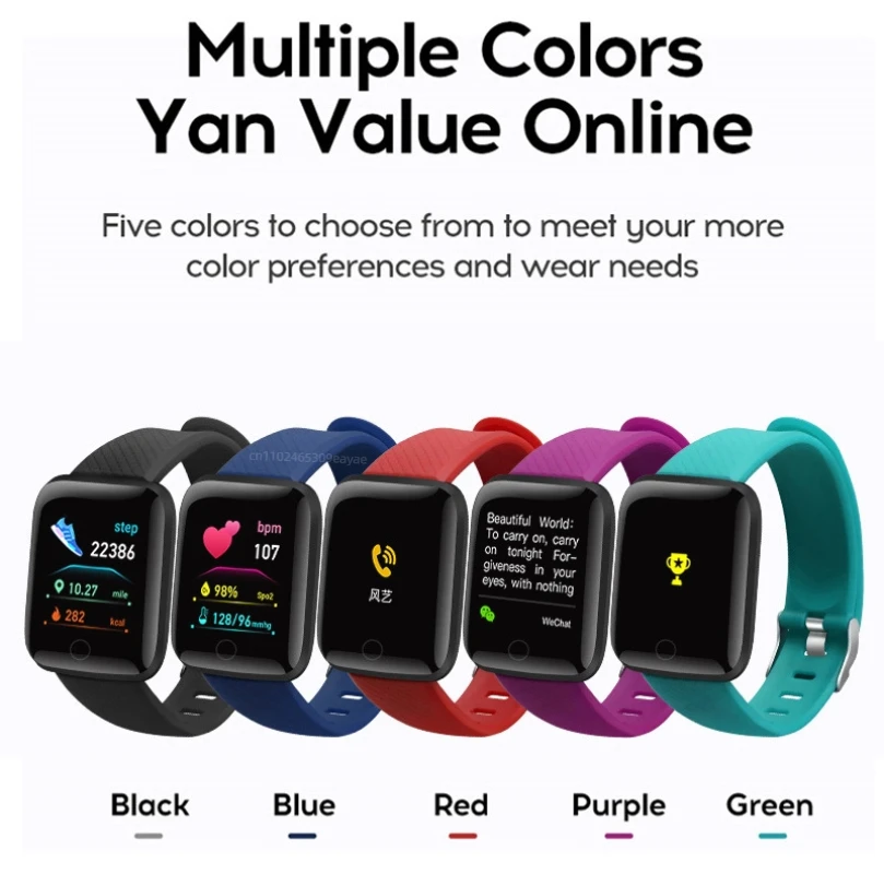 PHONEPACE Pulsera inteligente de seguimiento de ejercicios con pantalla a color Recordarios de salud Ejercicio Conteo de pasos Notificaciones de información