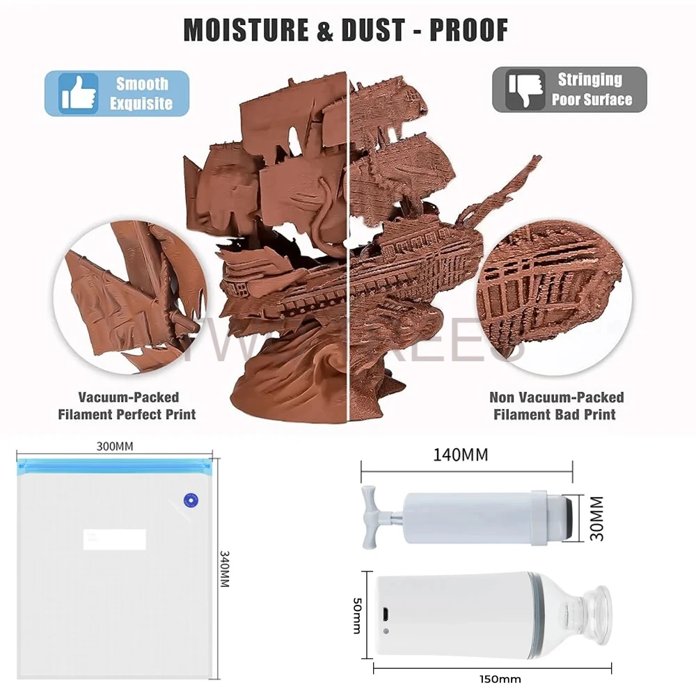 3D プリント真空バッグフィラメント乾燥機 PLA ABS TPU PETG フィラメント保存袋保管耐湿性 3D 印刷アクセサリー