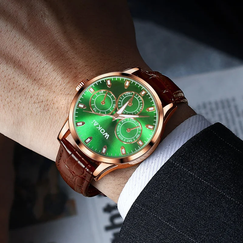 WOKAI, reloj de cuarzo con cinturón de negocios informal a la moda de alta calidad para hombre, reloj deportivo resistente al agua Universe Big Dipper para hombre