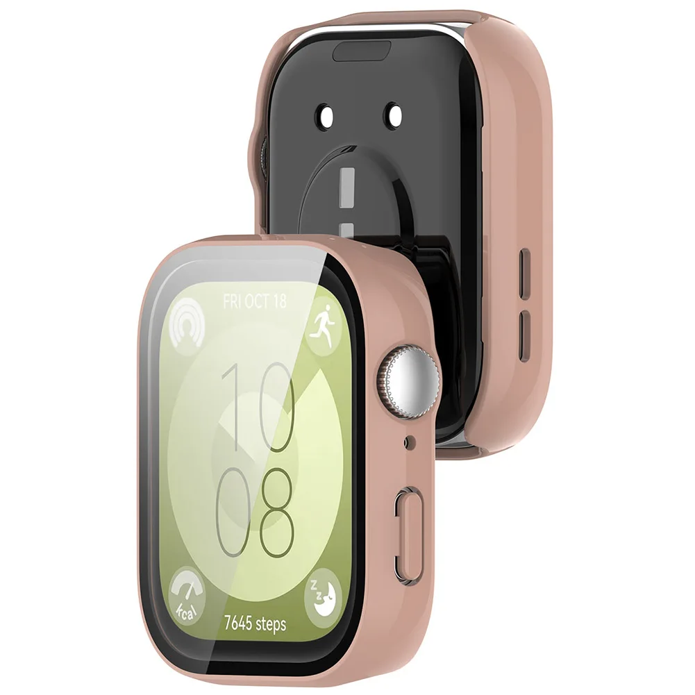 PC Watch Case with Tempered Glass Watch Screen Protector Anti-Scratch Full Coverage Frame Compatible with Huawei Watch Fit 3