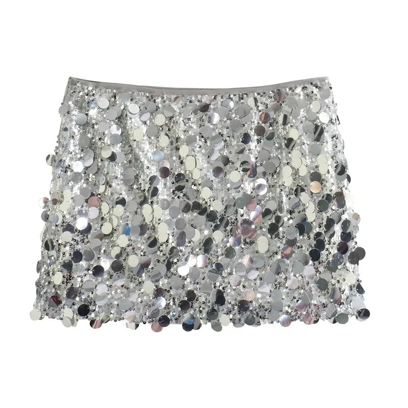 Zilveren paillettenrok vrouw hoge taille minirok vrouw mode glanzende glitter elegante korte rokken voor vrouwen Y2k rokken