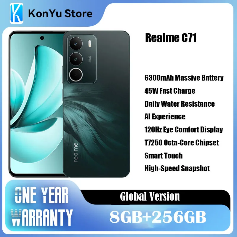 【世界初公開】realme C71 スマートフォン 6300mAhバッテリー 45W急速充電 6.67インチ 120Hzディスプレイ 50MPカメラ UNISOC T7250チップセット NFC IP64
