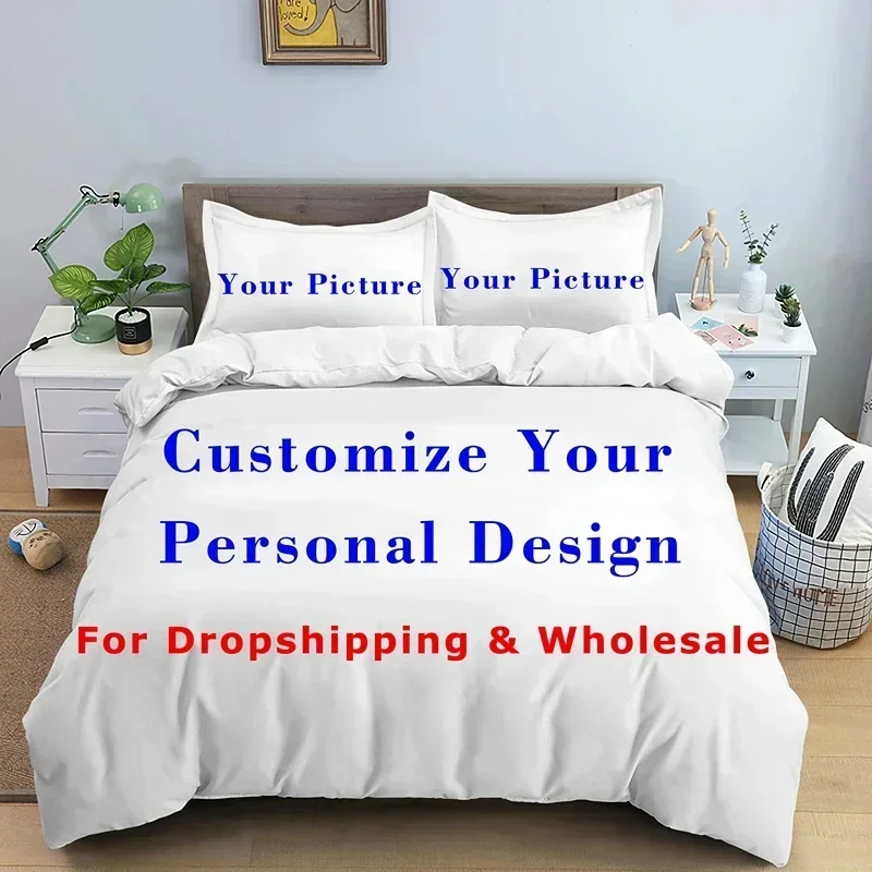 Juego de cama personalizado 3D, funda nórdica personalizada creativa interesante con funda de almohada, tamaño doble, Queen, King, POD, envío directo
