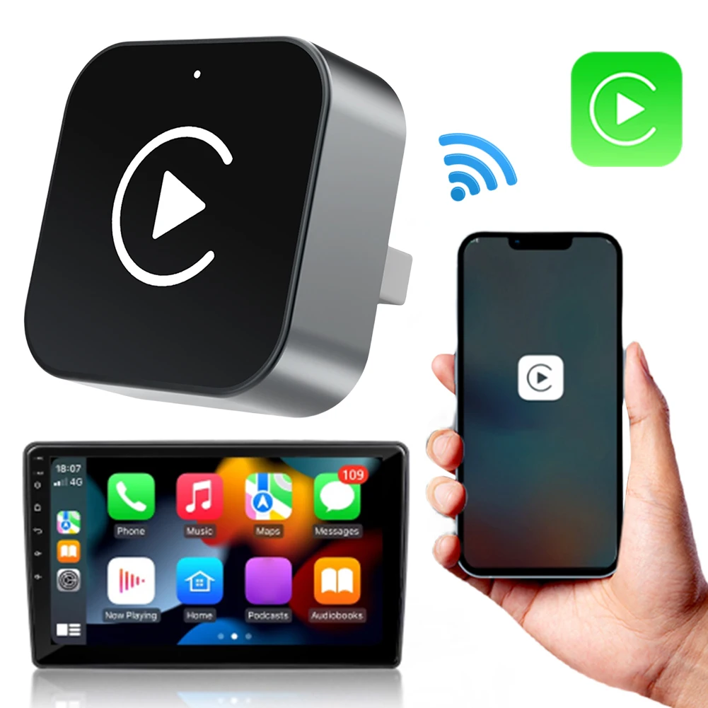 2 in 1 Wireless CarPlay Android Auto Adapter Plug & Play Convert Wired to Wireless Dongle for Factory Wired CarPlay Wired Cars