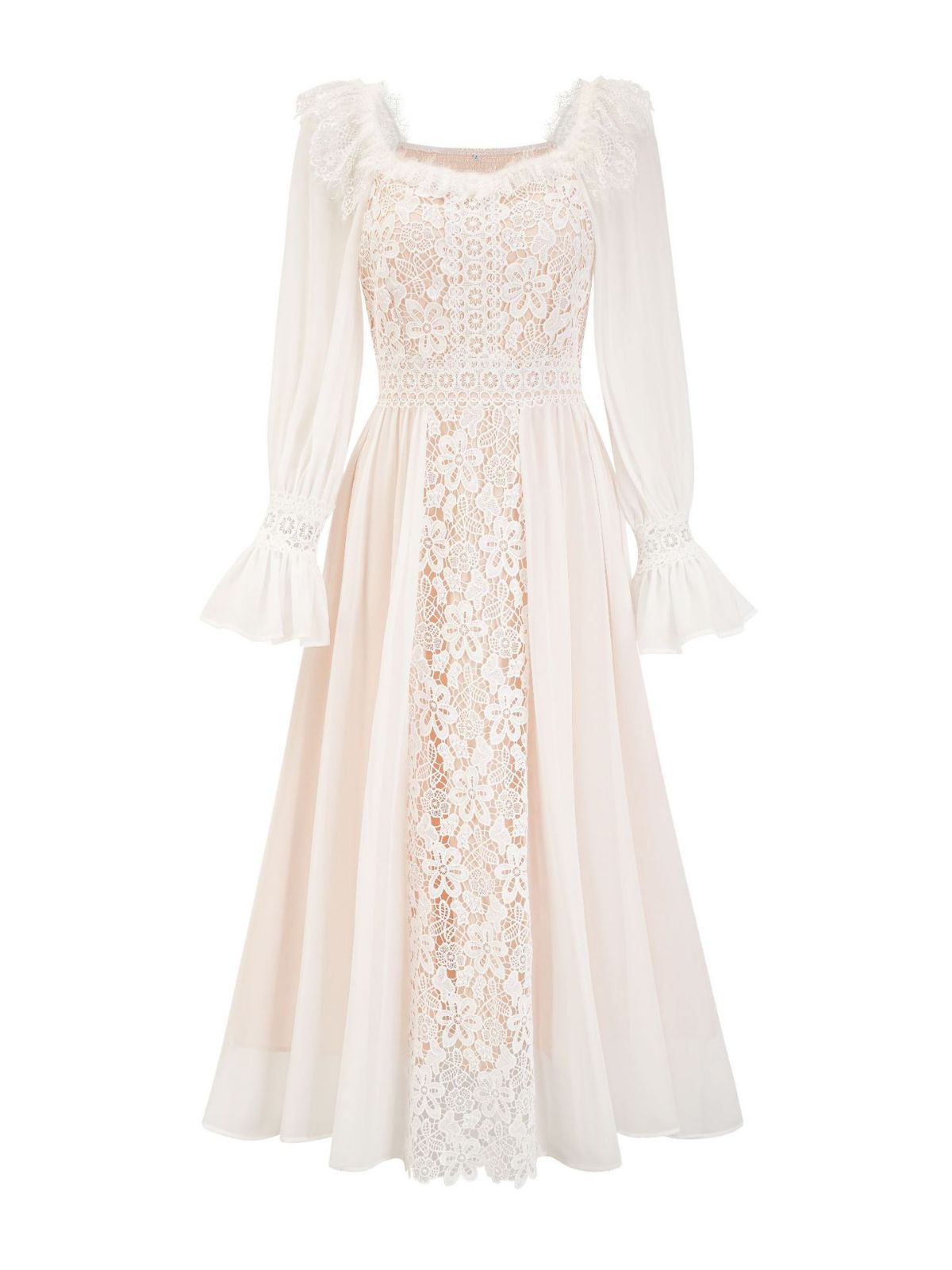 Vestido Formal de manga larga con cuello en V de encaje para mujer, vestidos de fiesta