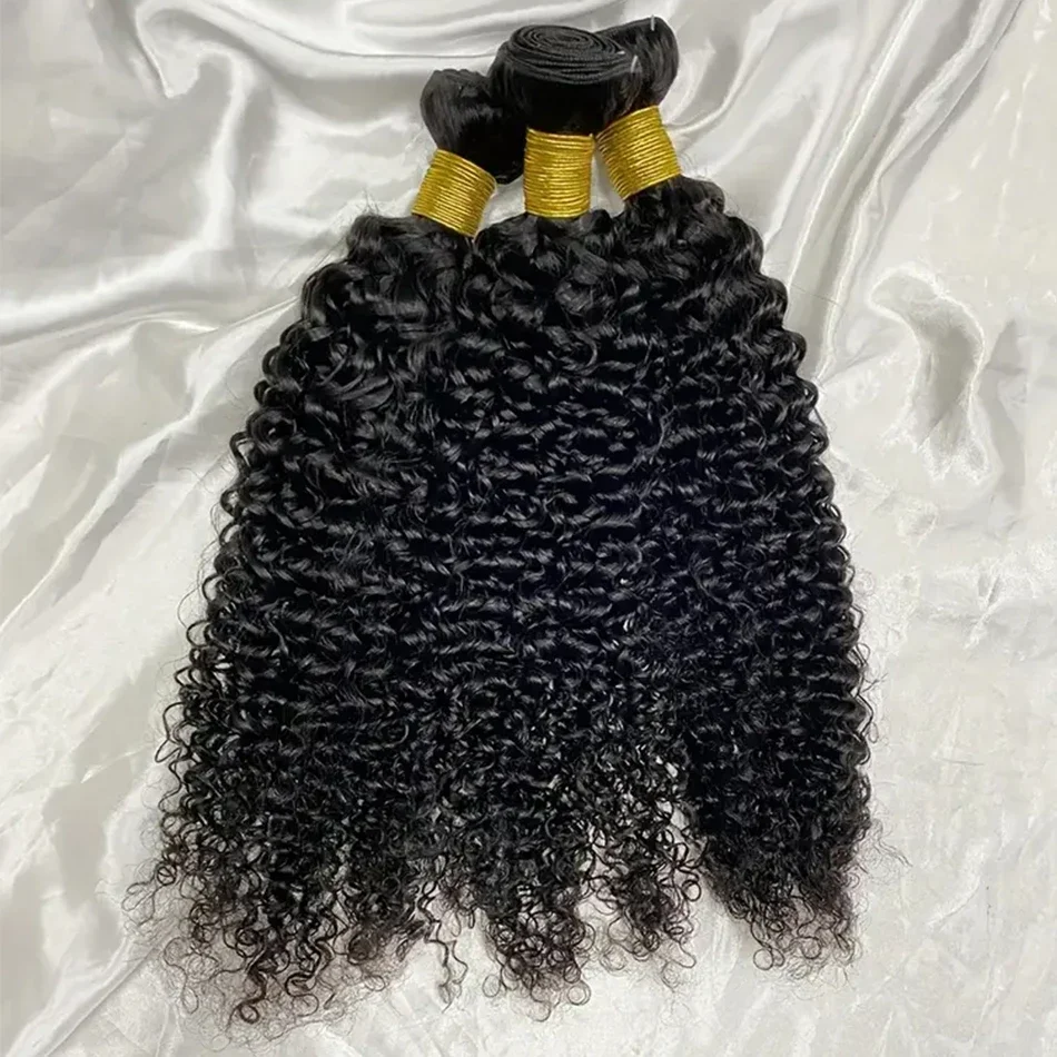 Tissage en lot mongol naturel Remy crépu bouclé, Extensions de cheveux bruts, offre en lots de 1, 3, 4