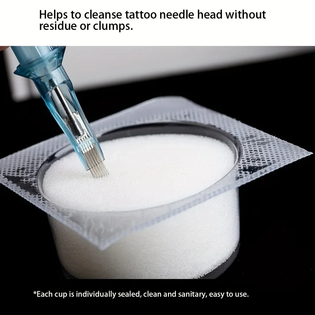 24 pièces tatouage Dip tasse bouchons tatouage jetable Dip mousse rinçage bouchons tasses nettoyage pour aiguille et pointe rinçage Dip propre professionnel