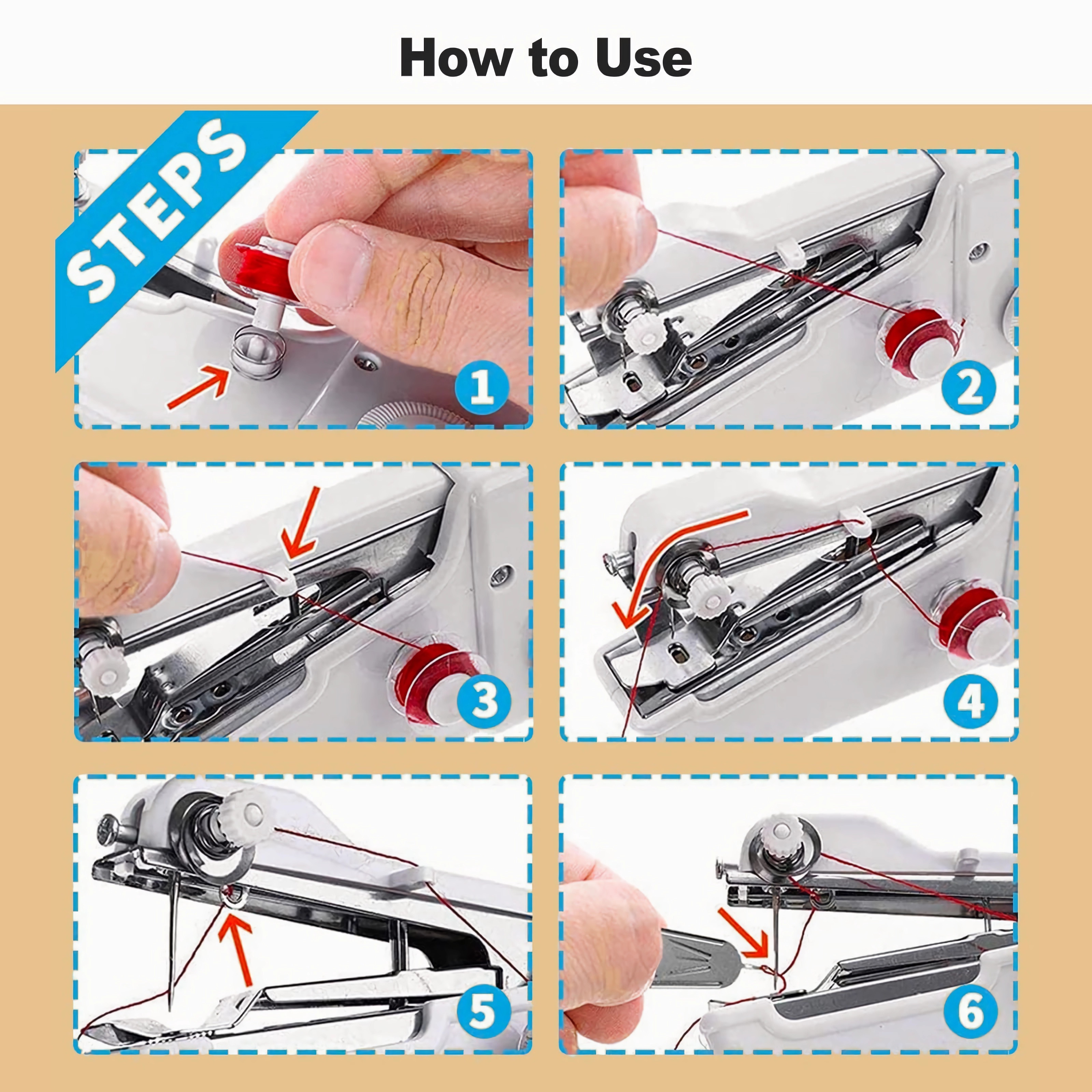 Mini handnaaimachine, snel naai draagbare naaimachine, draagbare naaimachine geschikt voor thuis - wit