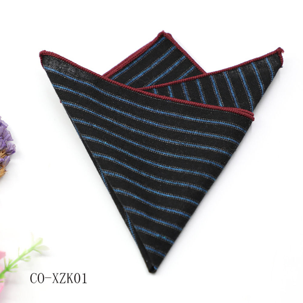 ชุดสูทผู้ชายผ้าฝ้ายสีน้ำตาลลายขวางขนาดกระเป๋าสี่เหลี่ยมจัตุรัส23ซม. ผ้าเช็ดหน้าสำหรับเจ้าบ่าวจัดงานแต่งงานปาร์ตี้ผูกหน้าอกอุปกรณ์เสริม