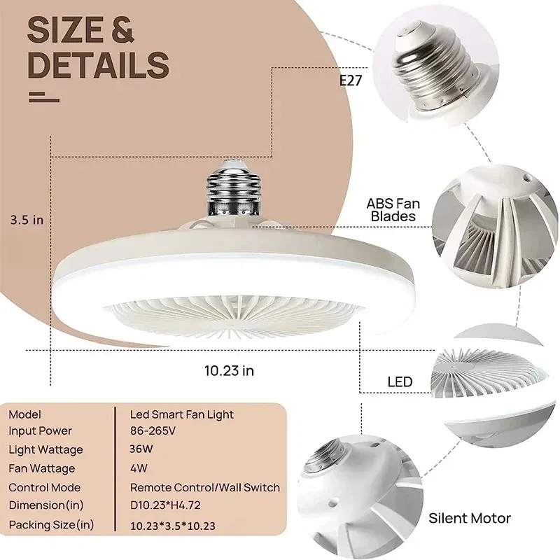 Lumière de ventilateur aromatique, adaptée au ventilateur de plafond Invisible oscillant de salon de chambre à coucher avec télécommande à vitesse Variable