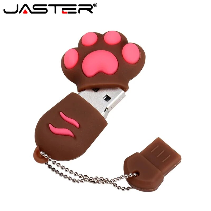 JASTER-Clé USB mignonne en forme de griffe de chat, support à mémoire de 16 Go 32 Go 64 Go, stockage externe en silicone rose, cadeau créatif